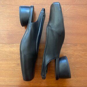 COS Square-toe Leather Heeled Ballet Pumps, Black, Women's 10/EU 41